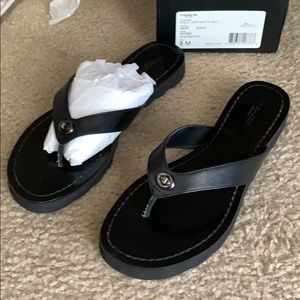 Coach leather flip flops